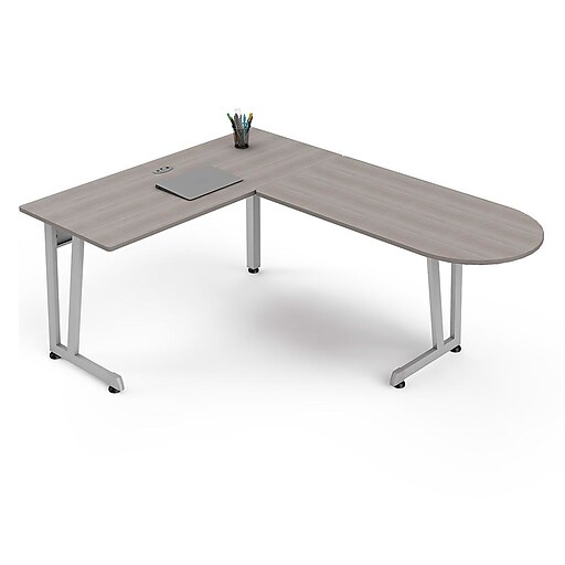 Linea Italia L Shaped Office Desk, Ash at Staples