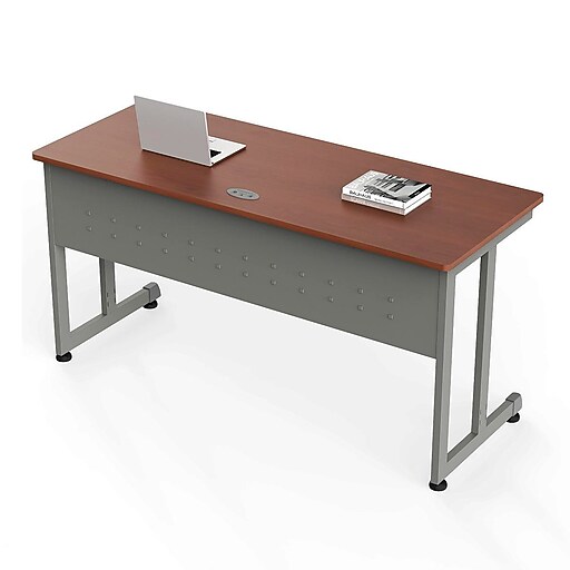 Linea Italia 24" X 60" Rectangular Office Desk, Cherry/Gray (ZUC218) at