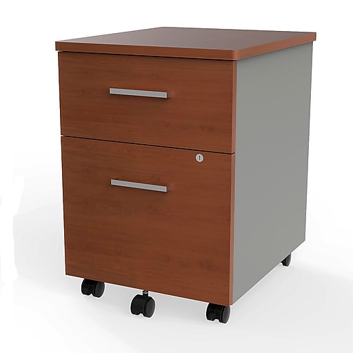 linea italia filing cabinet, wood with metal, cherry/silver (zuc106)