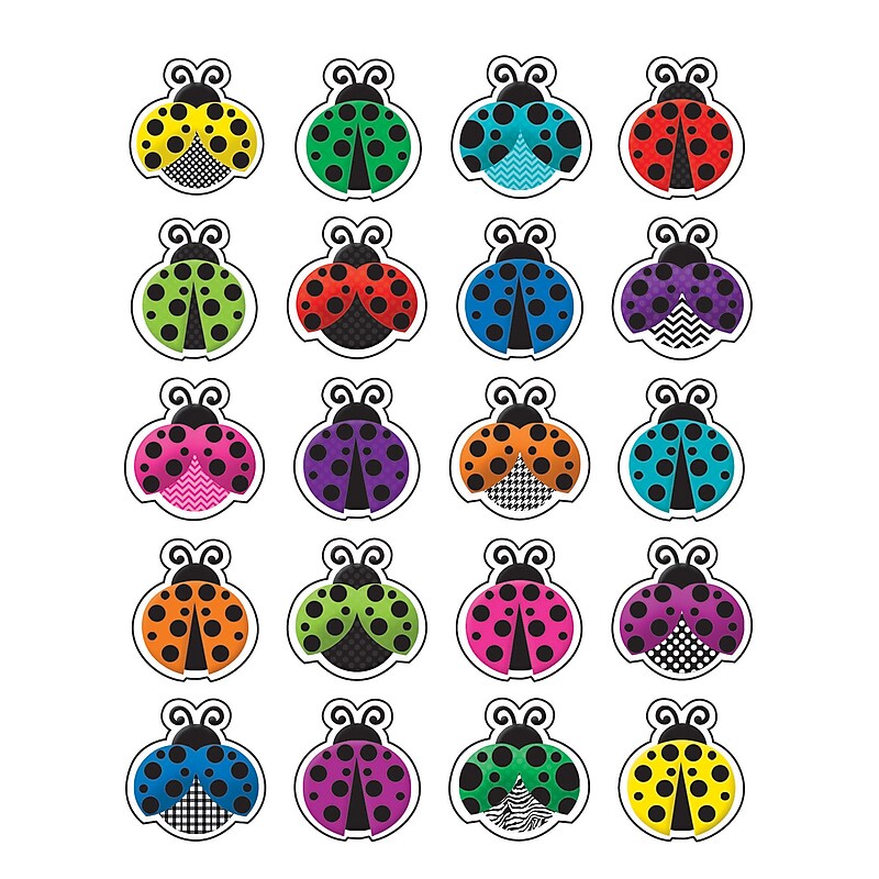 Teacher Created Resources Colorful Ladybugs Stickers, Assorted Colors, Approx 1" each, 120 Count (TCR5462) image 1