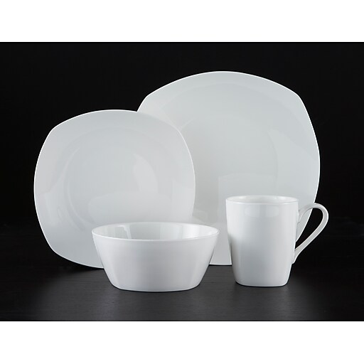 Roscher 32Piece Kelsey Bone China Dinnerware, Soft Square Shape