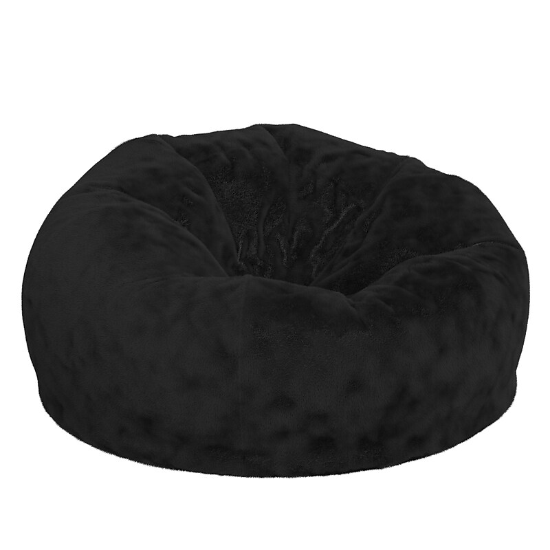 Flash Furniture Duncan Furry Oversized Refillable Bean Bag Chair, Black (DGBEANLGFURBK) image 1