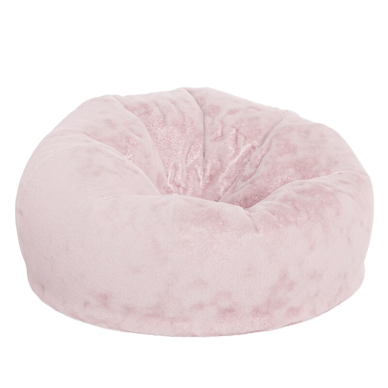 Flash Furniture Duncan Furry Oversized Refillable Bean Bag Chair, Blush (DGBEANLGFURBLS) image 1