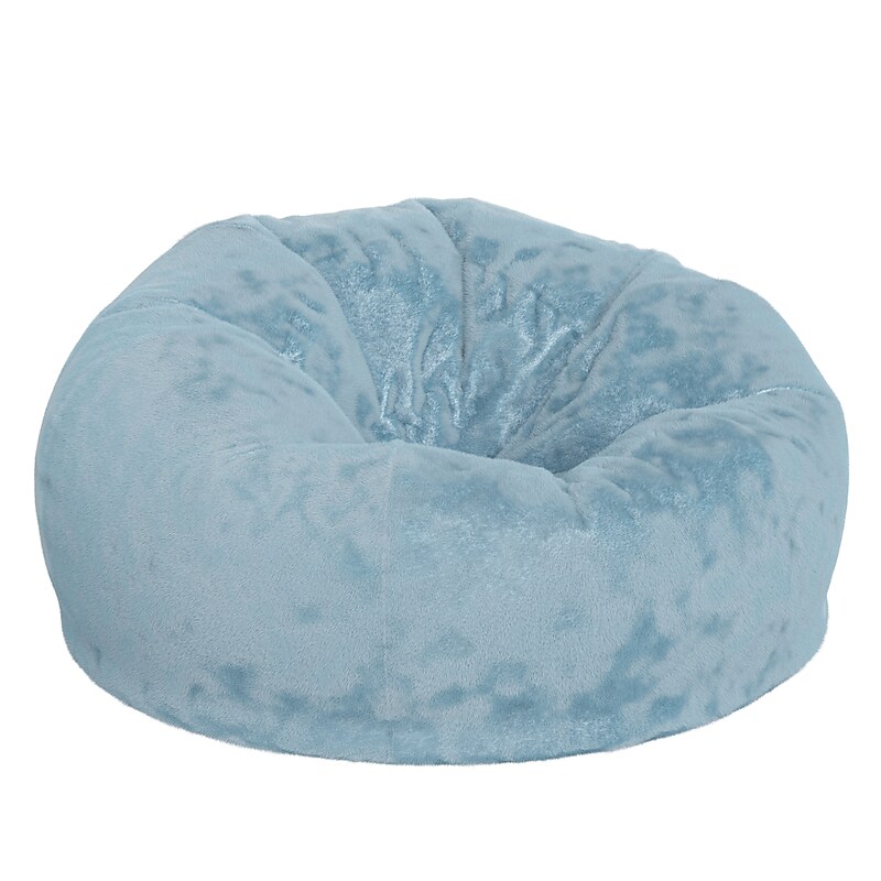 Flash Furniture Duncan Furry Oversized Refillable Bean Bag Chair, Teal (DGBEANLGFURTL) image 1
