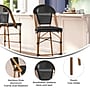 Flash Furniture Marseille Contemporary Textilene Full Back French Bistro Barstools, Black/Bamboo, 2/Pack (2SDAD642107BSBK)~#|#~sp225452639_sc7