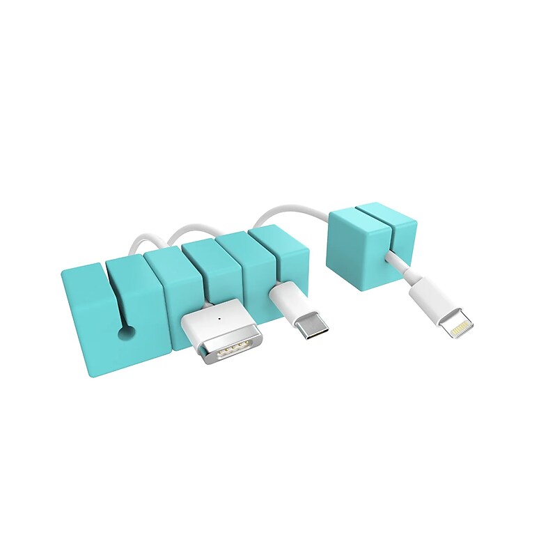 Function101 Cable Blocks Magnetic Cable Management System, Light Blue, 4/Pack (F101-CBBLU) image 1