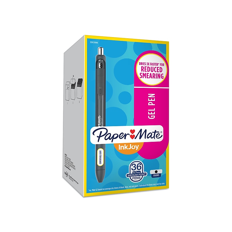 Paper Mate InkJoy Retractable Gel Pen, Medium Point, Black Ink, 36/Pack (2003996) image 1