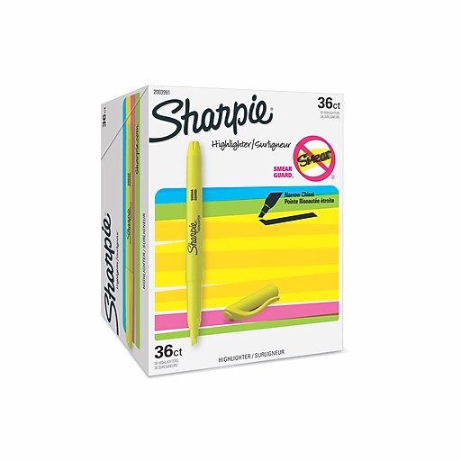 Sharpie Stick Highlighter, Chisel Tip, Yellow, 36/Pack (2003991) Staples