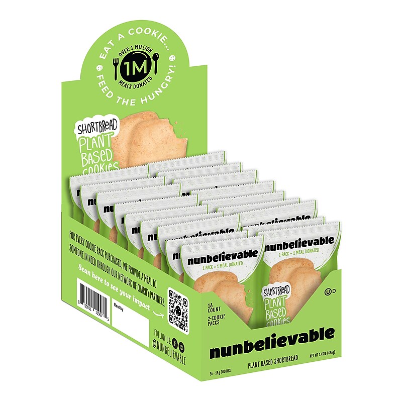 Nunbelievable Plant-based Shortbread Cookie, 1.3 oz, 18/Pack(220-02245) image 1