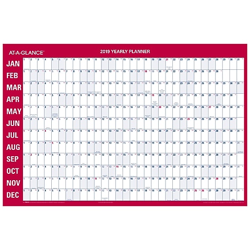 2019 At A Glance® Horizontal Erasable Monthlyyearly Wall Calendar 36