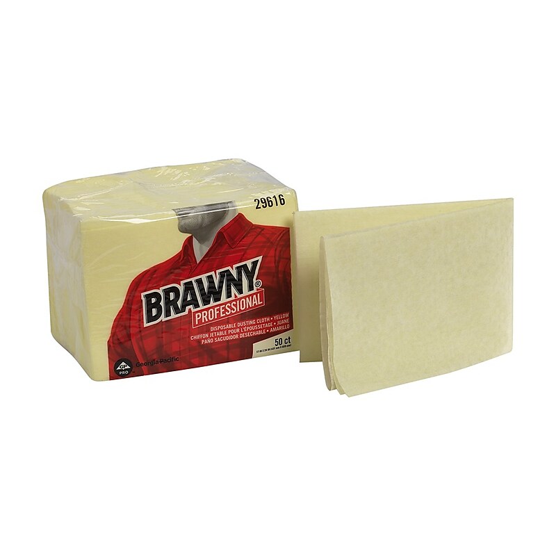 Brawny Professional Dusting Cloths, 17" x 24", Yellow, 50 Cloths/Pack (29616) image 1