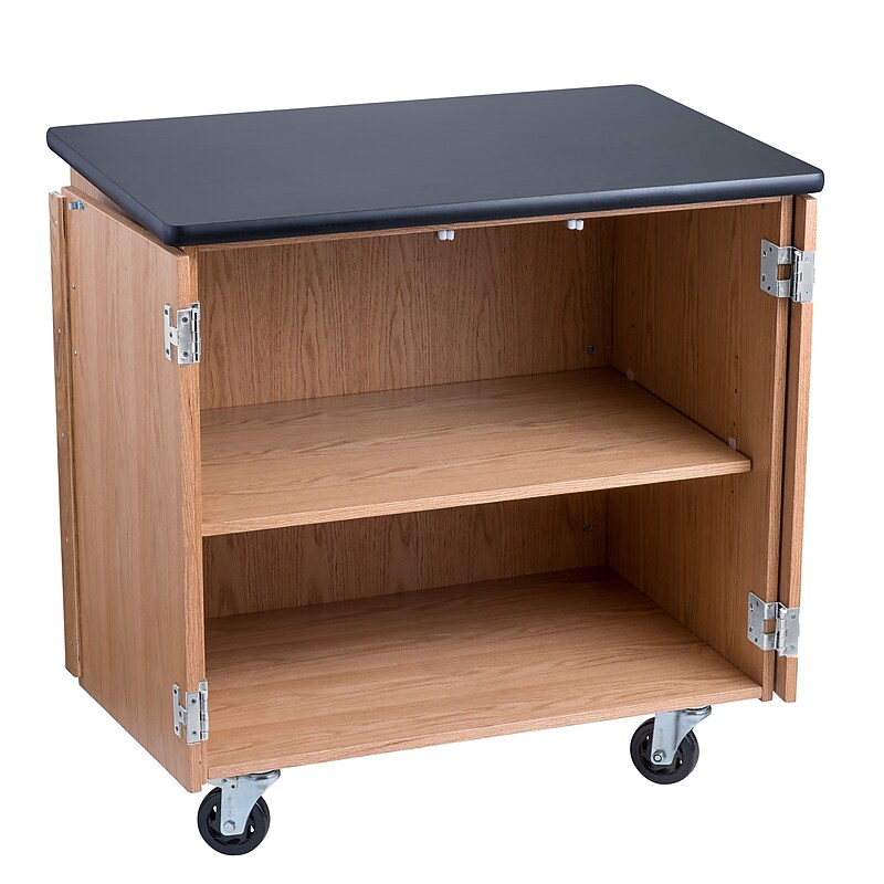 NPS Mobile Science Lab Storage Cabinet - Ash Wood with Black Laminate Top