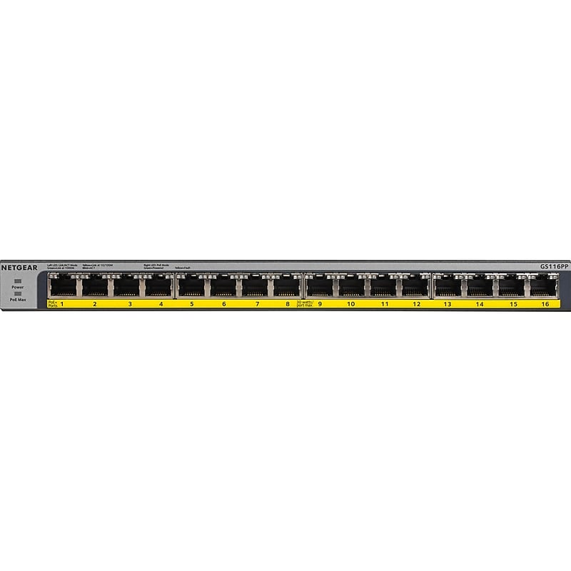 NETGEAR 16-Port PoE/PoE+ Gigabit Ethernet Unmanaged Switch (GS116PP) image 1
