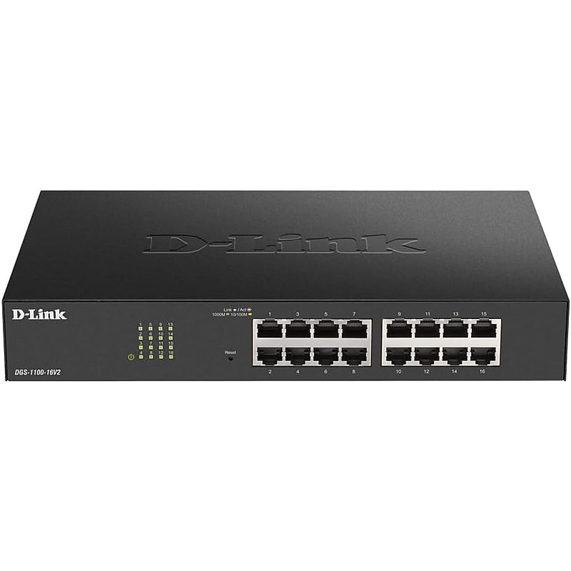 D-Link DGS-1100-16V2 16 Ports Layer 2 Gigabit Ethernet PoE Switch Managed, Black image 1