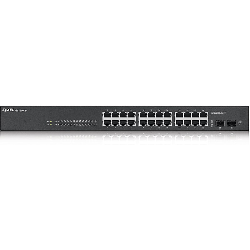 ZyXEL GS1900-24 24-Port Gigabit Ethernet Managed Switch, 10/100/1000 Mbps, Black (GS190024) image 1