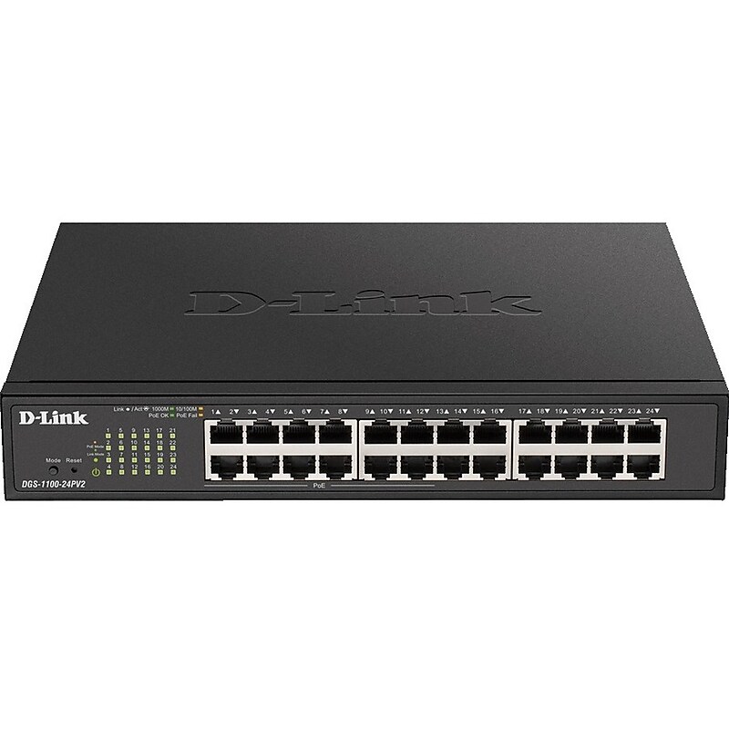 D-Link DGS-1100-24PV2 24 Ports Layer 2 Gigabit Ethernet PoE Switch Managed, Black image 1