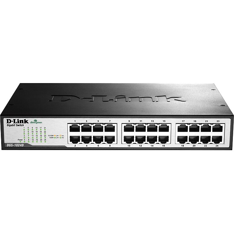 D-Link 24-Port Gigabit Ethernet Unmanaged Switch, 10/100/1000 Mbps, Black (DGS1024D) image 1