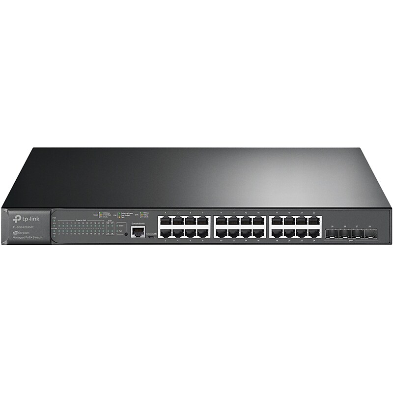 TP-LINK JetStream 24-Port Gigabit Ethernet PoE+ Managed Switch, Black (TL-SG3428XMP) image 1