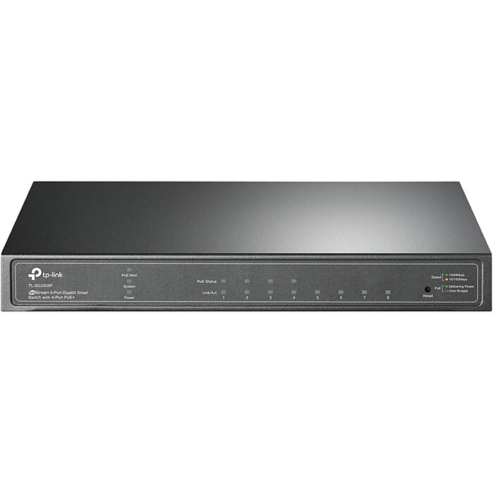 TP-LINK JetStream 8-Port Gigabit Ethernet PoE Smart Switch, Black