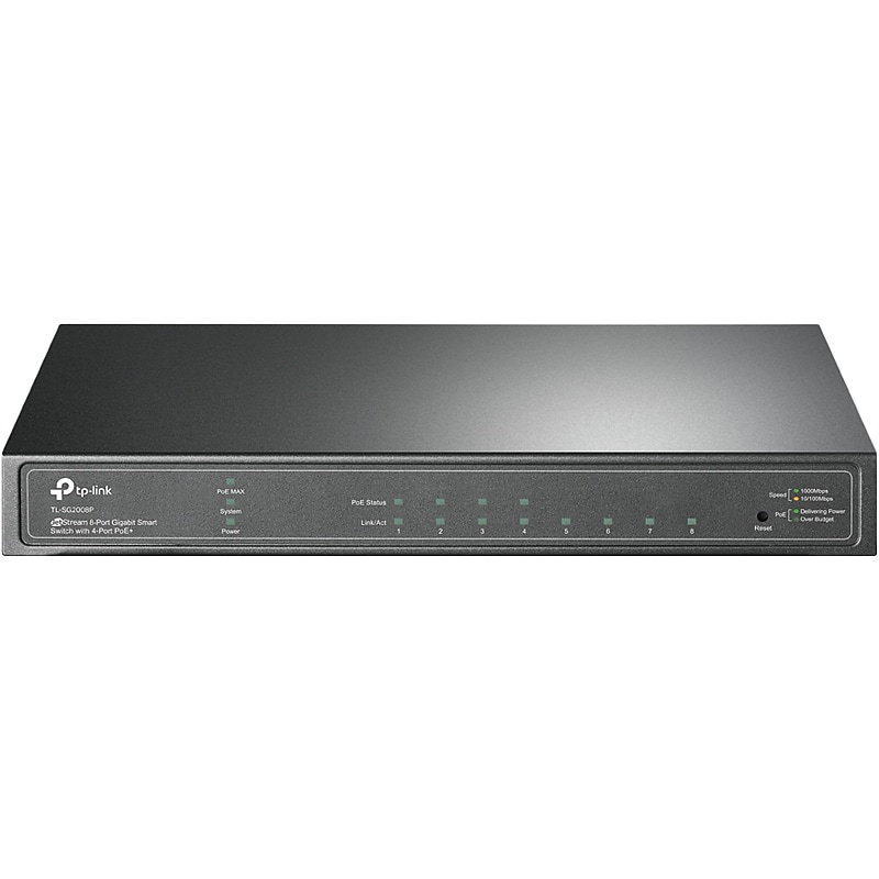 TP-LINK JetStream 8-Port Gigabit Ethernet PoE Smart Switch, Black (TL-SG2008P) image 1