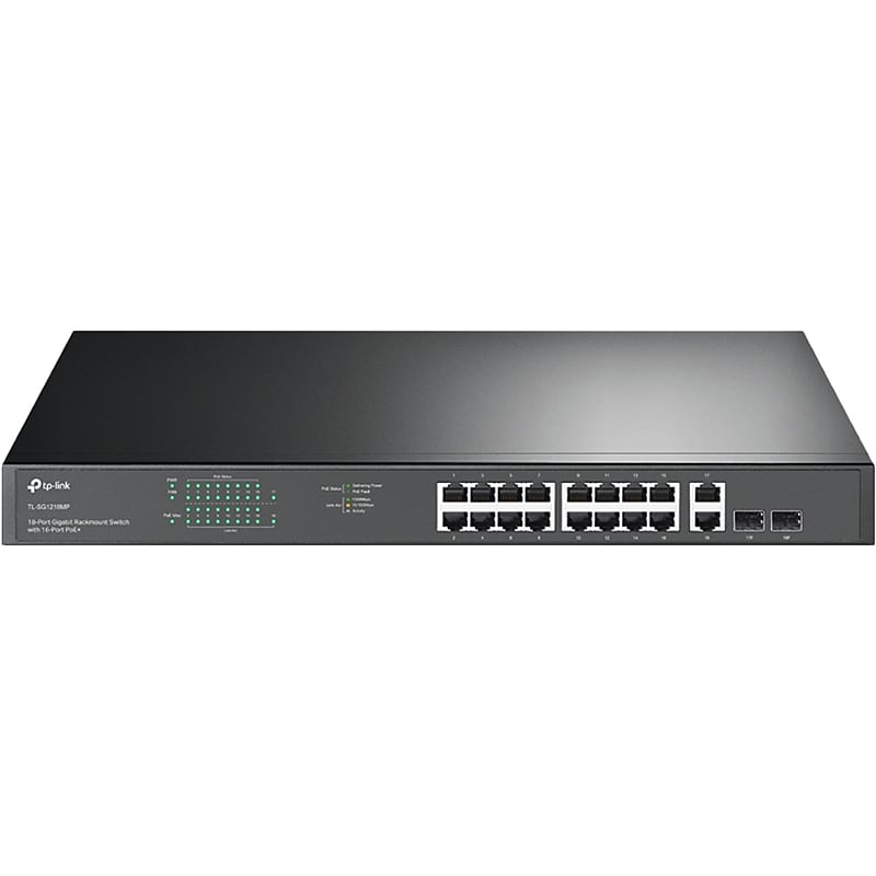 TP-LINK 18-Port Gigabit Ethernet PoE Unmanaged Switch, Black (TL-SG1218MP) image 1