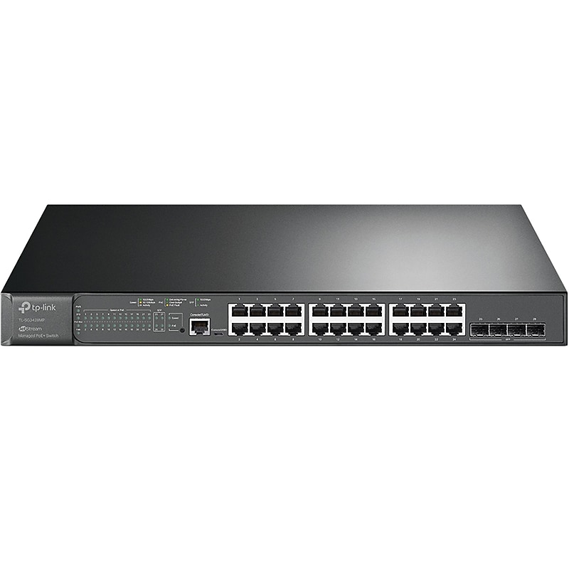 TP-LINK JetStream 24-Port Gigabit Ethernet PoE+ Managed Switch, Black (TL-SG3428MP) image 1