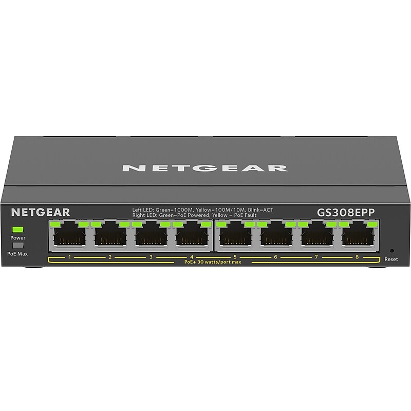 Netgear Plus 8-Port Gigabit Ethernet PoE Managed Switch, Black (GS308EPP-100NAS) image 1