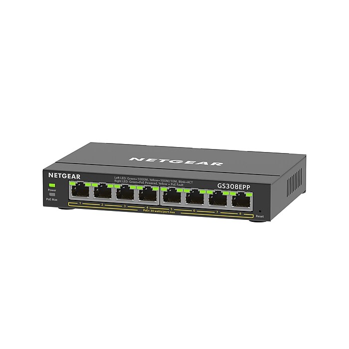 Netgear Plus 8-Port Gigabit Ethernet PoE Managed Switch, Black