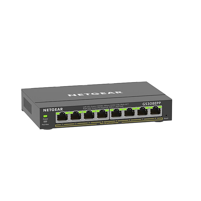 Netgear Plus 8-Port Gigabit Ethernet PoE Managed Switch, Black