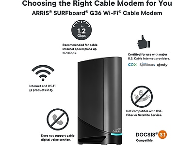 Arris SURFboard G36 Cable Modem with AX3000 Wi-Fi - Thumbnail 5
