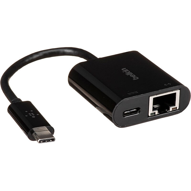 Belkin USB-C to Ethernet + Charge Adapter, Black (INC001BK-BL) image 1