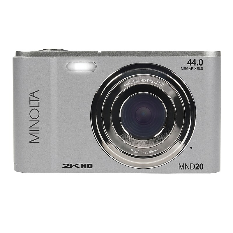 Minolta 44 MP Digital 2.7K Quad HD Camera, 16x Digital Zoom, Silver (MND20-S) image 1