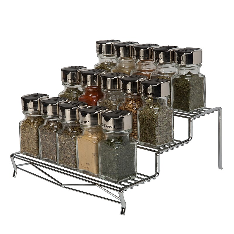 Kitchen Details 14"L 3 Tier Spice Rack, Chrome (23381-CHR) image 1