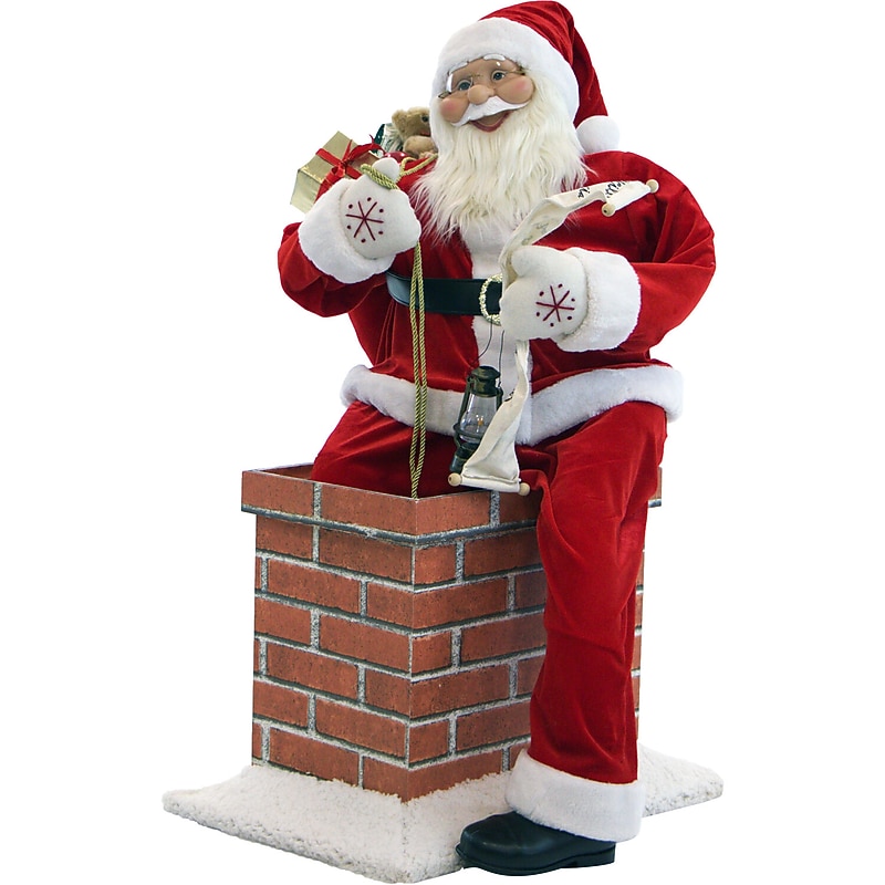 Fraser Hill Farm 48" Music & Motion Santa Claus in Chimney (FSC048-1RD) image 1