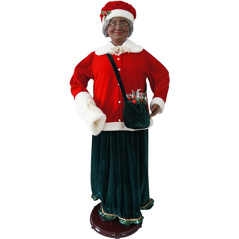 Fraser Hill Farm 58" African American Dancing Mrs. Claus with Faux-Fur Muff (FMC058-2RD5-AA) image 1