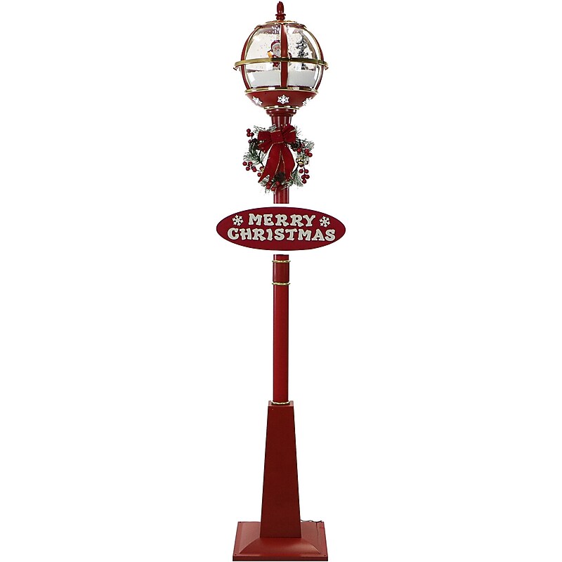 Fraser Hill Farm Let It Snow Series 69" Musical Snow Globe Lamp Post (FSSL069A-RD2) image 1