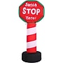 Fraser Hill Farm 3.5' Prelit "Santa Stop Here" Sign Inflatable (FHFXMASSGN031-L)~#|#~sp227529207_sc7