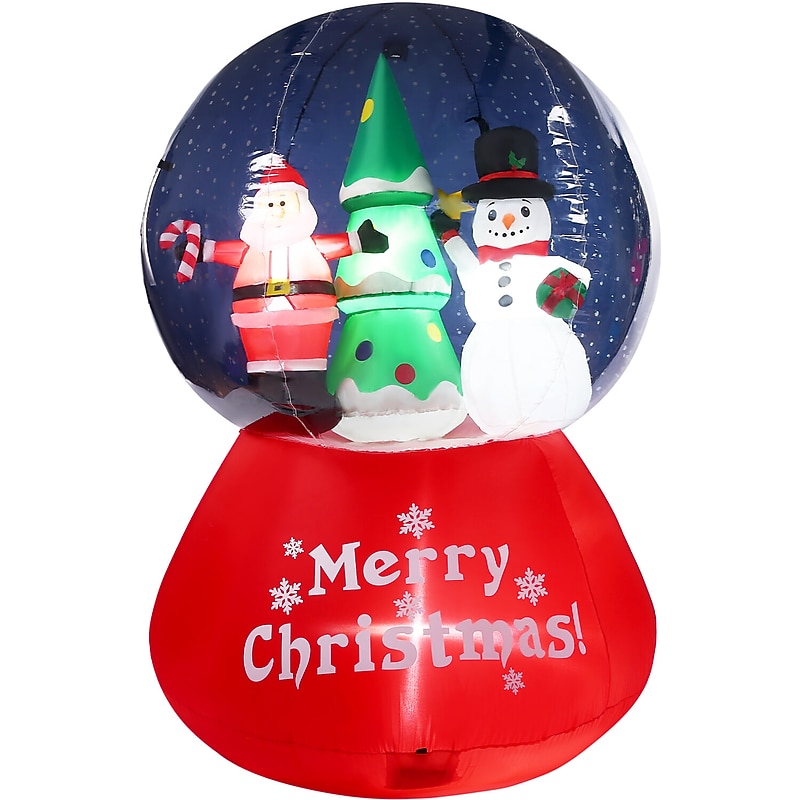 Fraser Hill Farm 6' Prelit Santa and Snowman Snow Globe Inflatable (FHFSNWGLOBE062-L) image 1