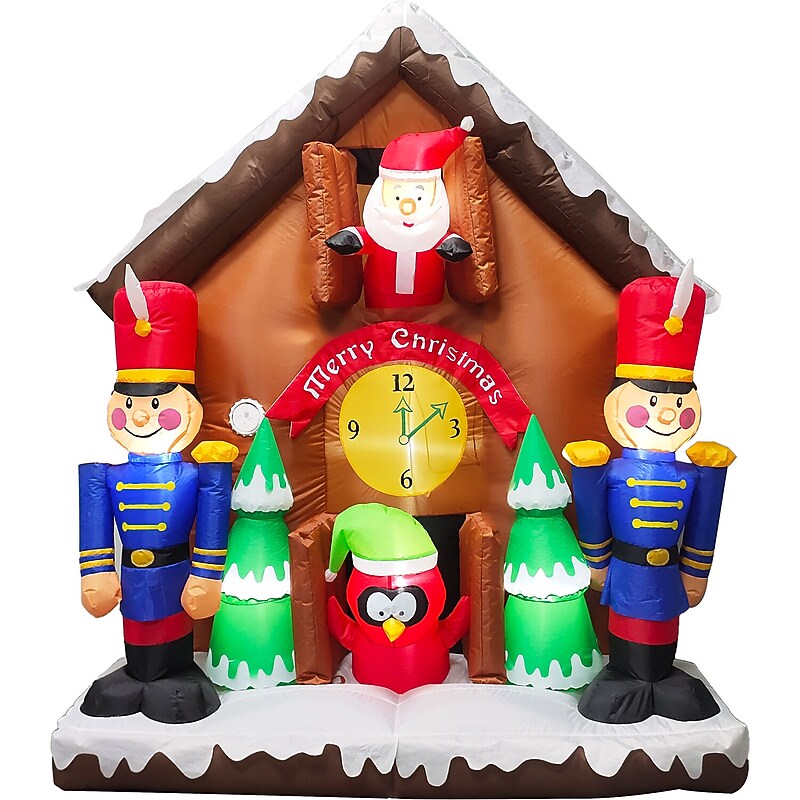 Fraser Hill Farm 6' Prelit Santa Nutcracker Cuckoo Clock Inflatable (FHFSNTACCLK061-L) image 1