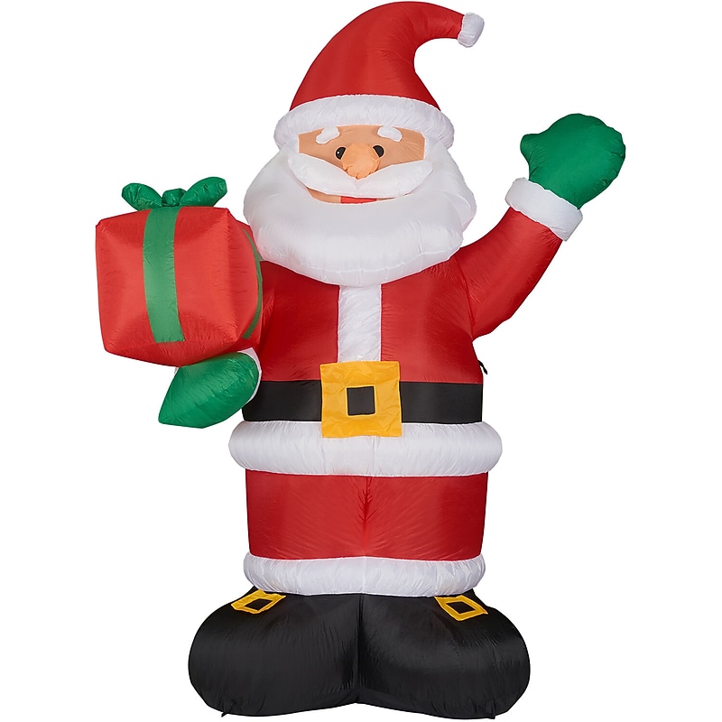 Fraser Hill Farm 10' Santa Claus Holding Gift Inflatable (FHFSANTA102-L) image 1