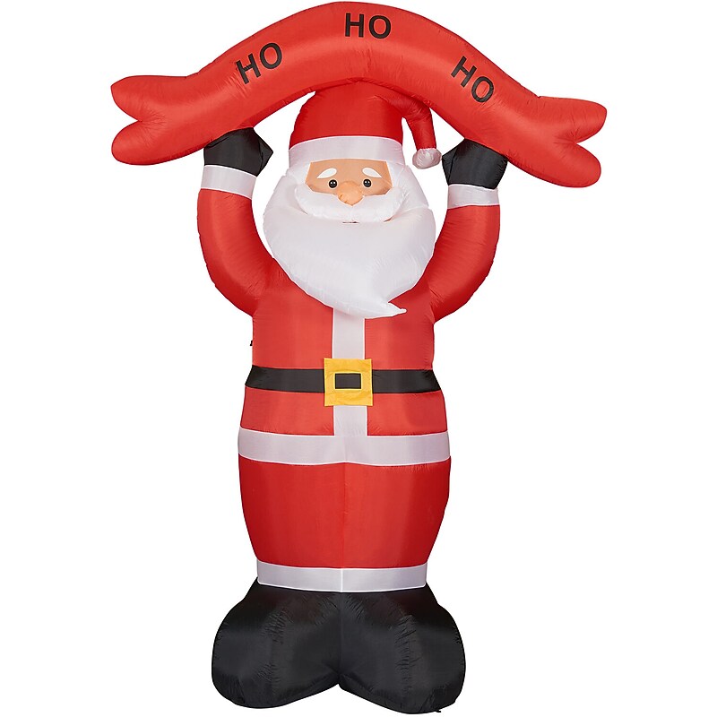 Fraser Hill Farm 10' Santa Holding HO HO HO Sign Inflatable (FHFSANTA104-L) image 1