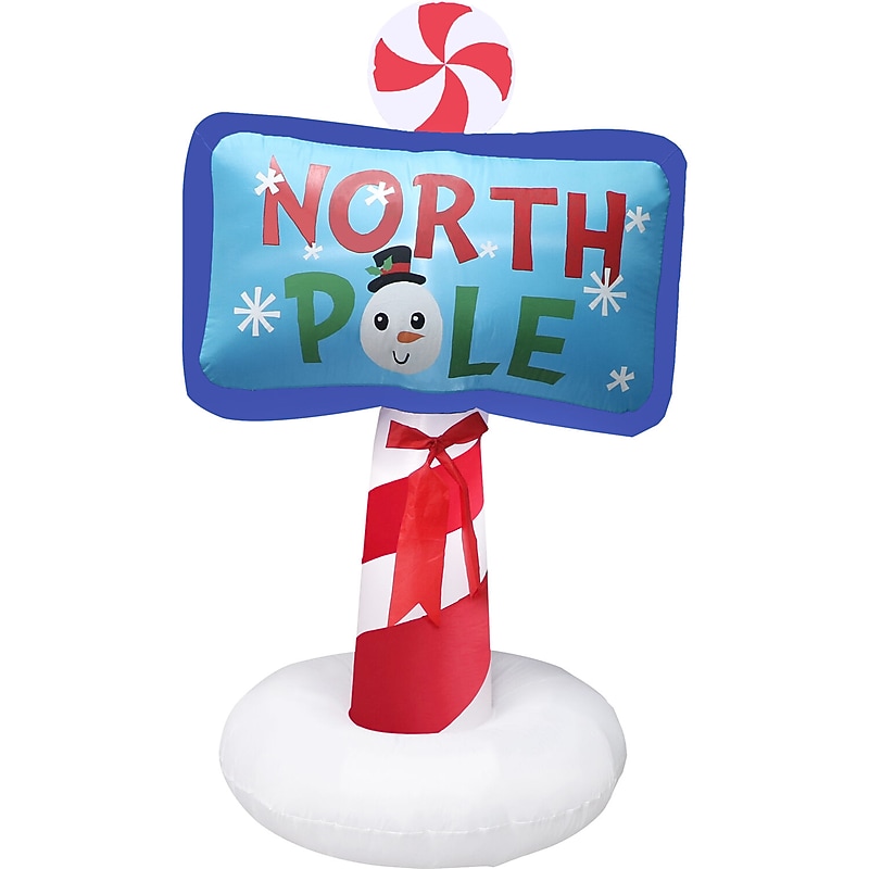 Fraser Hill Farm 6' Prelit North Pole Sign Inflatable (FHFNPOLESGN061-L) image 1