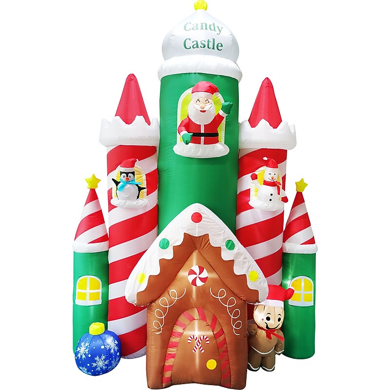 Fraser Hill Farm 10' Prelit Candy Castle Inflatable (FHFCNDYCSTL101-L) image 1