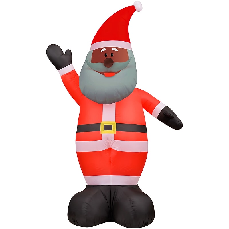 Fraser Hill Farm 12' African American Santa Claus Inflatable (FHFAASANTA121-L) image 1