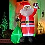 Fraser Hill Farm 10' Prelit African American Santa Holding Toy Sack Inflatable (FHFAASANTA101-L)~#|#~sp227529809_sc7