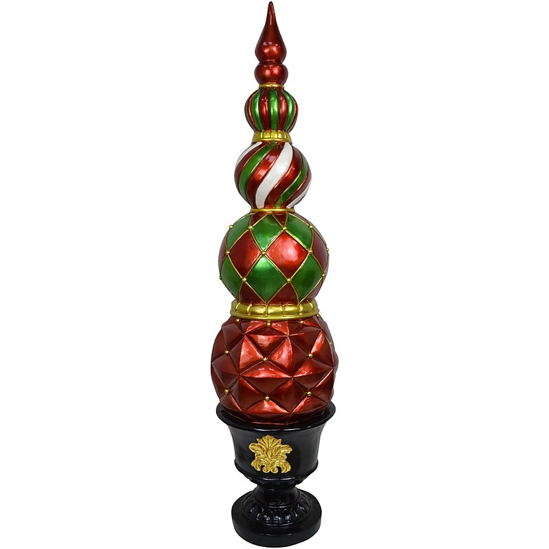 Fraser Hill Farm 50" Resin Ball and Finial Topiary (FFRS050-0FIN-RED) image 1