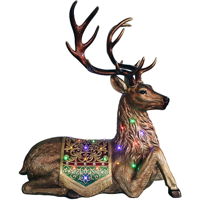 Fraser Hill Farm 4-Ft. Tall Sitting Reindeer Metallic Finish (FFRS047-RD1-BRN) image 1