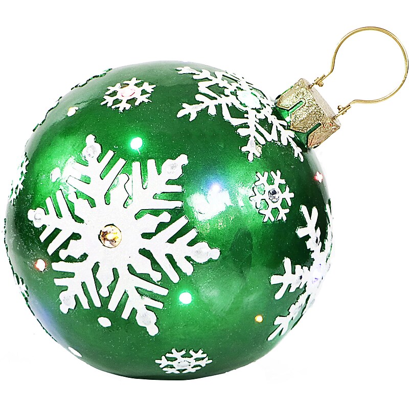 Fraser Hill Farm 18" Jeweled Ball Ornament w/Snowflake Design, Green (FFRS018-ORN1-GN) image 1