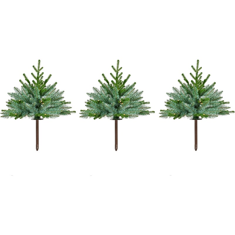 Fraser Hill Farm Prelit 18" Artificial Sidewalk Trees, 3/Set (FFPTI018-5GR) image 1