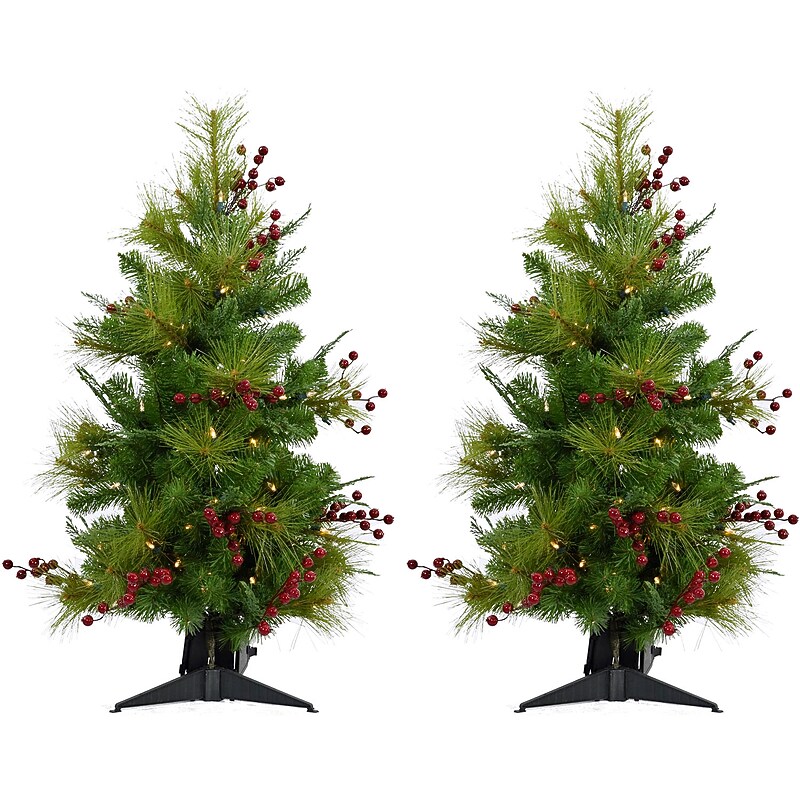 Fraser Hill Farm 4-Ft. Newberry Pine Artificial Trees, 2/Set (FFNP056-5GRB/SET2) image 1